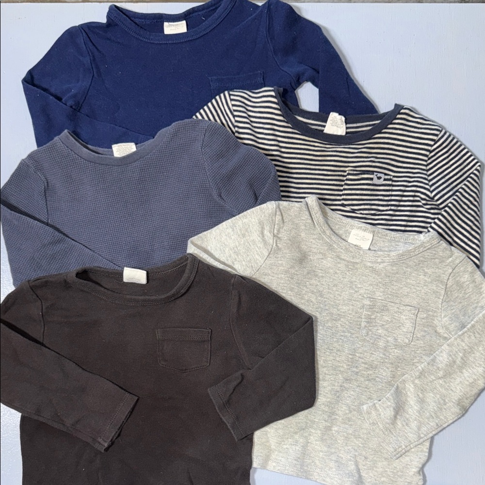Stella McCartney Kids Long-Sleeve Tees in Navy, Black, Gray & Stripe